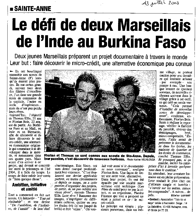 article La Provence 13 juillet 2003